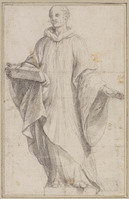 K 088
<br/>
Monnik, staand, met boek
<br/>
<em>Cortona, Pietro da (1596-1669) - omgeving van</em>